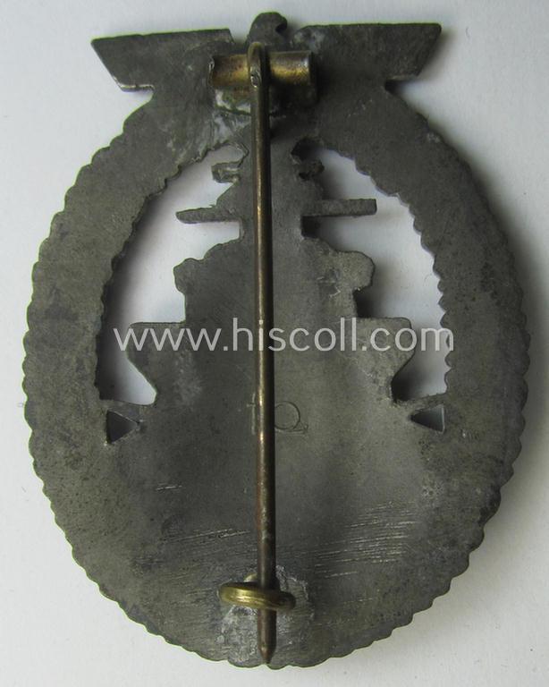 WH (KM) 'Flottenkriegsabzeichen' being zinc- (ie. 'Feinzink'-) based example by the 'Friedrich Orth'- (ie. 'FO'-) company