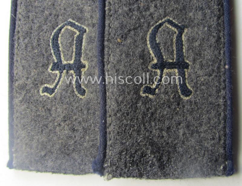 Truly worn - and fully matching! - pair of WH (Luftwaffe) neatly 'cyphered' EM-type shoulderstraps as was intended for usage by a: 'Soldat einer Sanitäts-Abteilung und Mitglied einer Ärtzlichen Akademie der Luftwaffe'