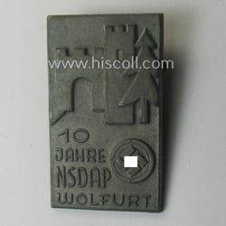 Greyish-silver-toned, N.S.D.A.P.-related day-badge (ie. 'tinnie') being a non-maker-marked...