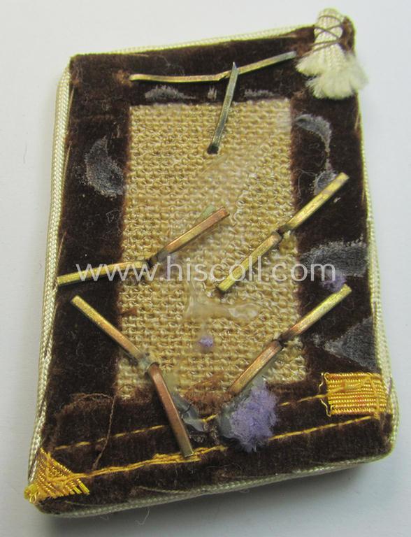 Attractive - albeit single! - N.S.D.A.P.-type collar-patch (ie. 'Kragenspiegel für pol. Leiter') as intended for usage by an: 'N.S.D.A.P.-Obergemeinschaftsleiter' at 'Kreis'-level (and that comes in a just moderately used ie. worn-, condition)