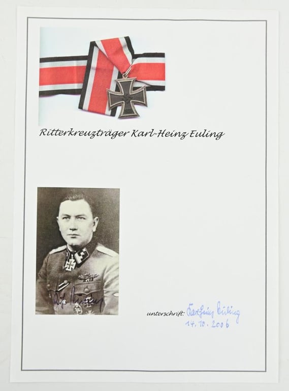 Signature of Waffen-SS KC Recipient 'Karl-Heinz Euling'