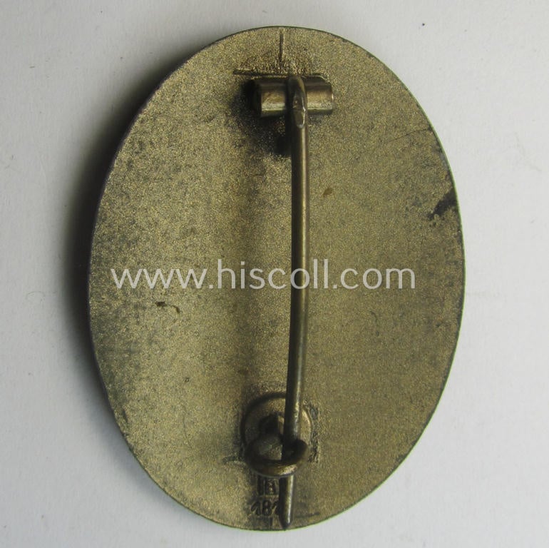 Unusally seen, 'Reichsnährstand'- (ie. 'RNSt.'-) related loyal-service brooch ('Brosche') ie. 'Ehrenzeichen des 1. Form' being a maker- (ie. 'MA 1818') example showing the text: 'Reichsnährstand - für 25 Jahre Treue Dienste'