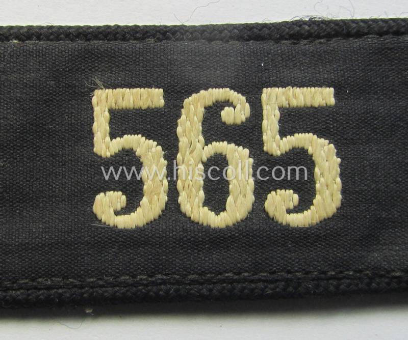 Neat - and naturally single! - black-piped, so-called: 'DJ- o. Deutsches Jungvolk' shoulderstrap as was intended for usage by a: 'DJ-Mitglied' who served within the: 'Bann 565' (565 = 'Spittal')
