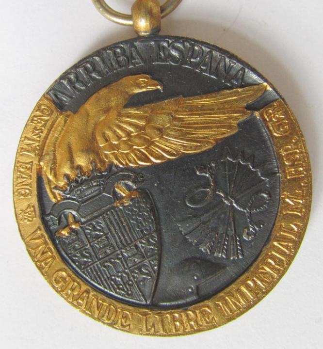 Spanish-issued, Spanish Civil War commemorative-medal called: 'Medalla de la Campaña 1936-1939' that comes mounted on its (typically Spanish) mounted ribbon as issued and/or worn