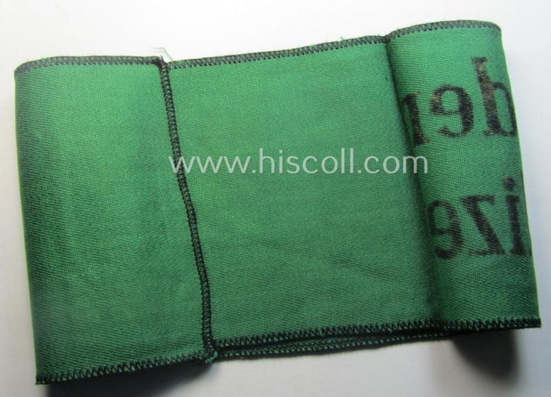 Truly scarcely encountered, enlisted-mens'- (ie. NCO-) type armband as was intended for usage by a member who served within the 'Sicherheitsdienst'- (ie. 'SD'-) related so-called: 'Schützmannschaften' (ie. 'Schuma')