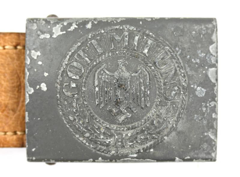 German WH Beltbuckle with Leather Tab 'GB'