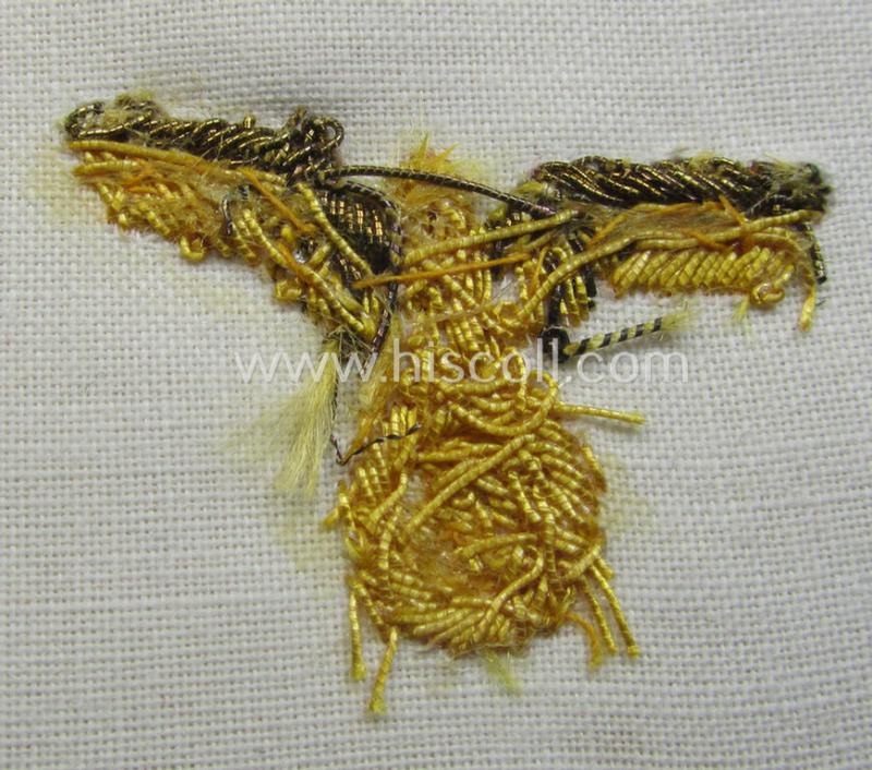 Interesting - and matching! - pair of N.S.D.A.P.-type collar-patches (ie. 'Kragenspiegel für pol. Leiter') being a pair of so-called: 'Halbfabrikate' as was intended for an official at 'Gau'-level and that comes in a clearly unfinished conditio...