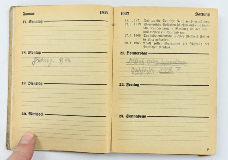German Third Reich Pocket Agenda 1937