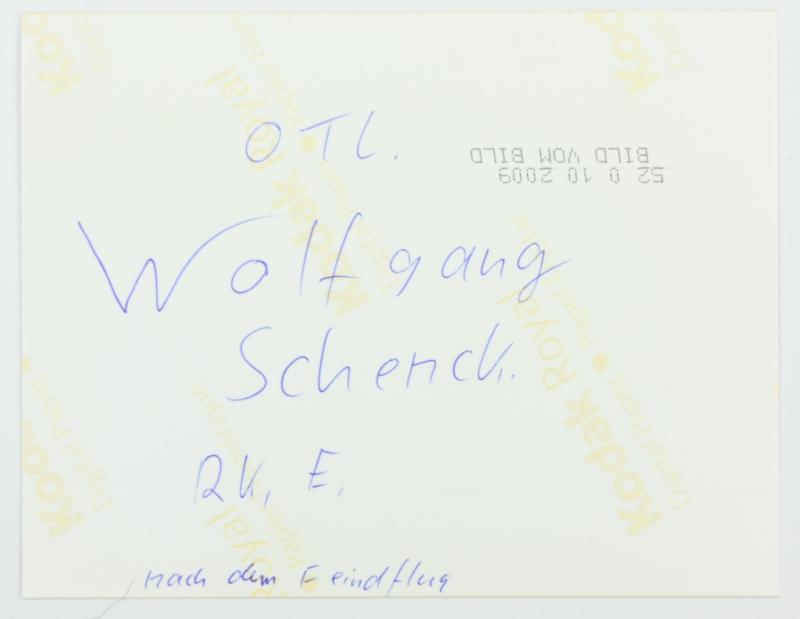 Signature of Luftwaffe KC Recipient 'Wolfgang Schenk'