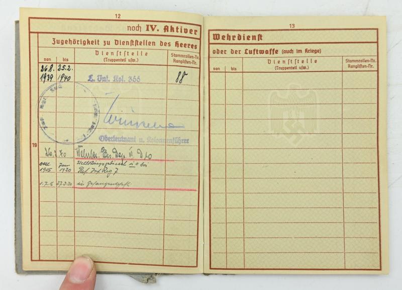 German WH Wehrpass WW1 Veteran