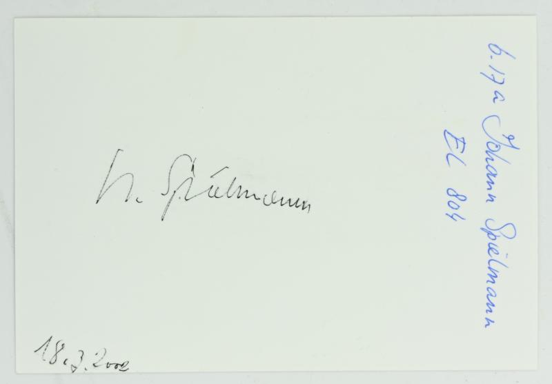 Signature of Wehrmacht Member 'Johann Spielmann'