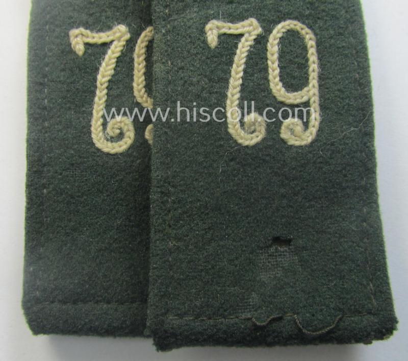 Pair of WH (Heeres), early- (ie. pre-) war-period, 'M36- o. M40'-pattern (pointed-styled- and 'cyphered') so-called: EM-type shoulderstraps: 'Soldat des Infanterie-Rgts. 79'
