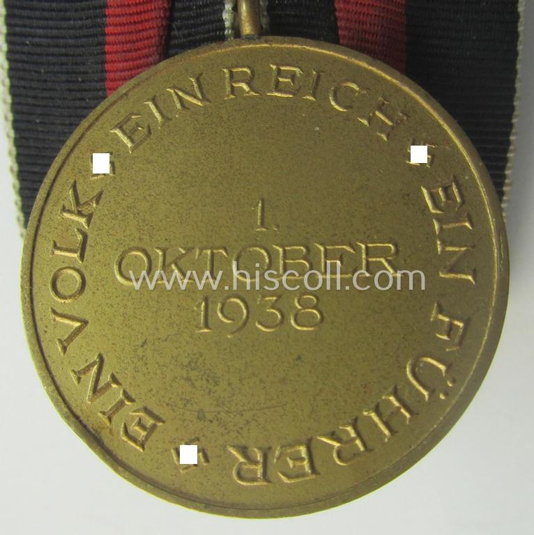'Einzelspange' (ie. single-pieced medal-bar) showing a Czech 'Anschluss'- (ie. occupation-) medal: '1 October 1938'