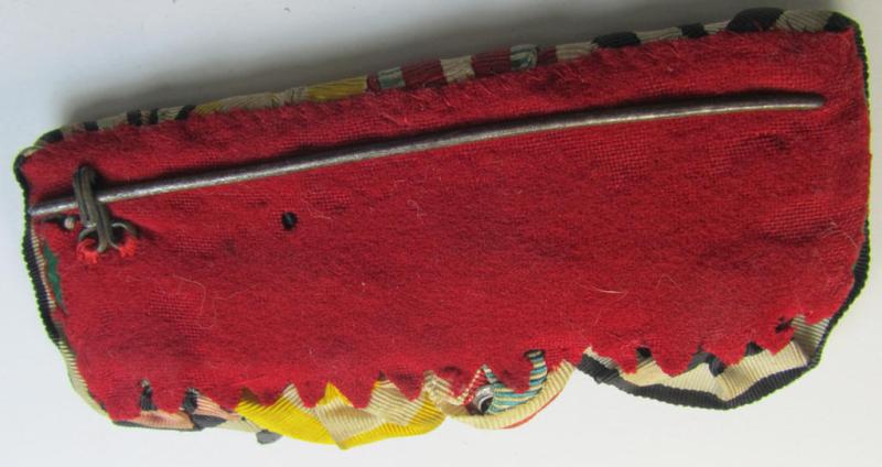 Attractive, 4-pieced medal-bar (ie. 'Ordenspange') respectively depicting a WWI-period: 'EK II. Klasse', an: Austrian/Hungarian WWI commemorative medal, a: 'Schlesisches Bewährungsabz. der II. Kl.'  and a: 'FKK 1914-18 m. Schw.'