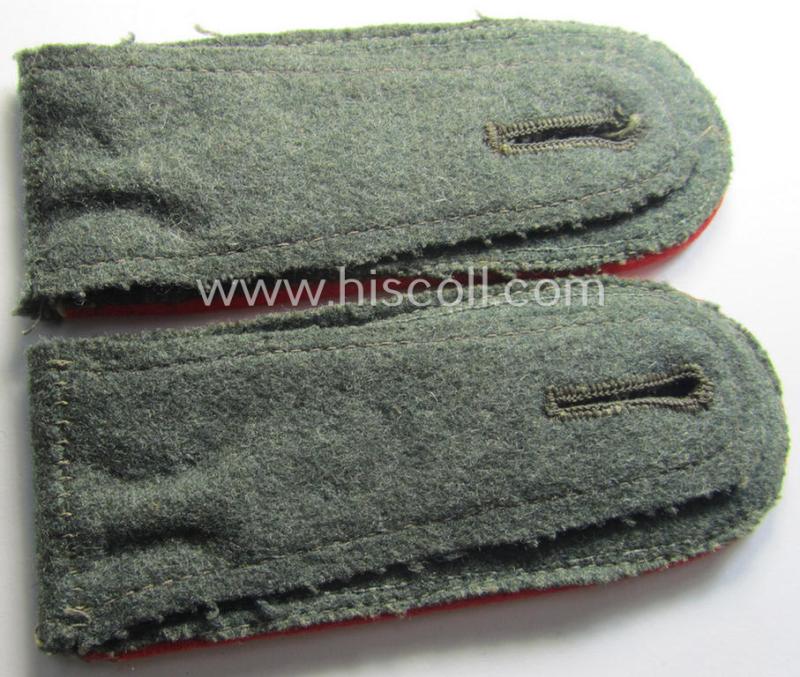 Attractive - and fully matching! - pair of WH (Heeres) early- (ie. mid-) war-period- (ie. 'M40'- ie. 'M43'-pattern), 'standard-issued' NCO-type shoulderstraps as was intended for an: 'Unterwachtmeister eines (Sturm)Art.-Abts. o. Rgts.'