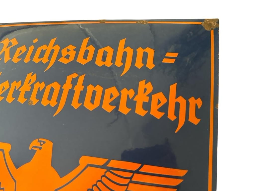 Enamel sign "Deutsche Reichsbahn Motor Vehicle Goods Office" ( Reproduction )