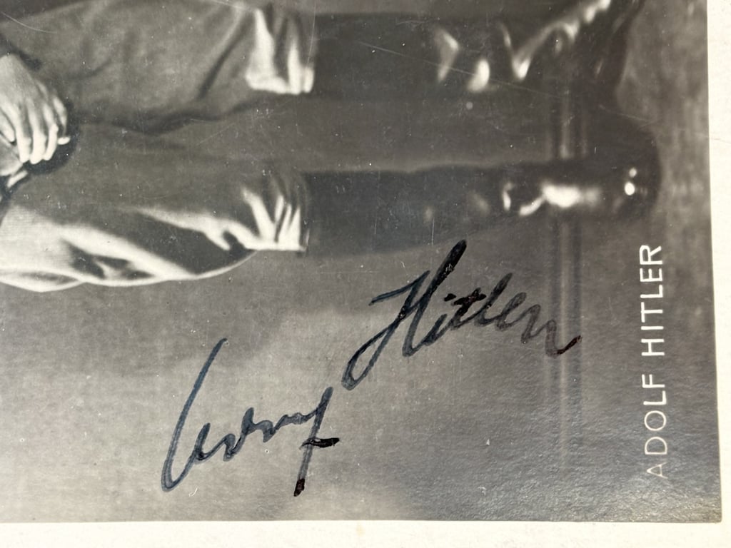 Extremely Rare Early 1920s Authentic Adolf Hitler Hand Signed Ink Signature on a Hoffmann Postcard.  ADDITIONAL PHOTOS