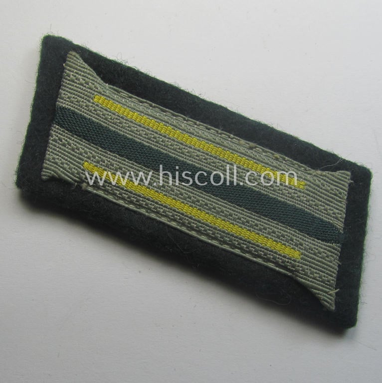 Fully matching pair of pre- (ie. early-war-) period WH (Heeres) 'M36' (ie. 'M40'-) type collar-patches (ie. 'Einheitskragenspiegel') as piped in bright-yellow-coloured branchcolour as intended for usage by a: 'Soldat der Nachrichten-Trpn.'