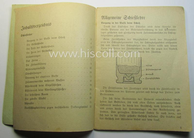 WH-related instruction-booklet entitled: 'Allgemeine Schiesslehre und Schiessausbildung'