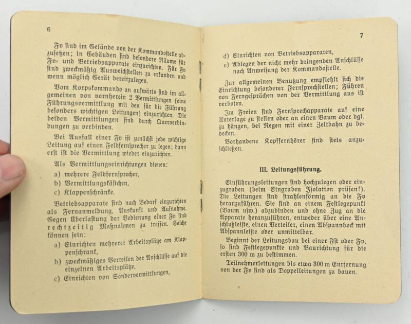 German WH Instruction Manual 'Fieldphone Station' 1937
