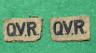 WW1 Pair of Queen Victoria Rifles Cloth shoulder...