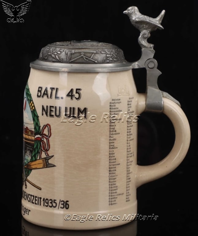 Wehrmacht reservist's beer mug - Pion. Batl. 45 Neu-Ulm