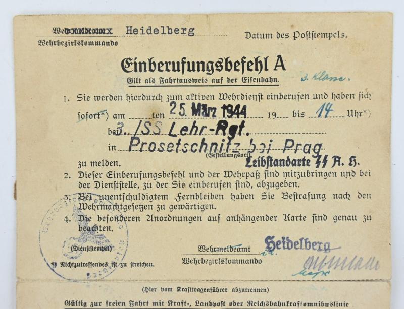 German Waffen-SS Report form Leibstandarte-SS