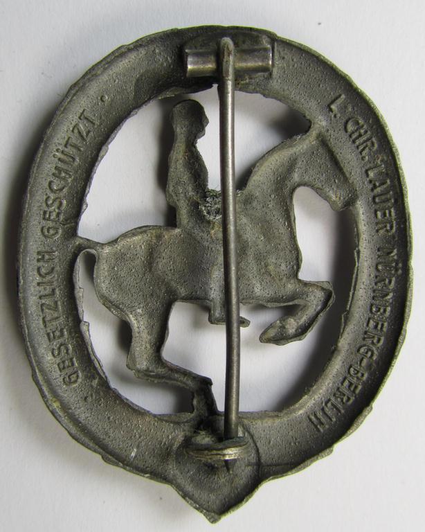 Attractive - and actually seldomly seen! - 'Deutsches Reiterabzeichen der 2. Klasse (ie. 'in Silber') being a clearly maker- (ie. 'L.Chr. Lauer'-) marked example that comes in an overall nice- (albeit moderately used- ie. worn-), condition