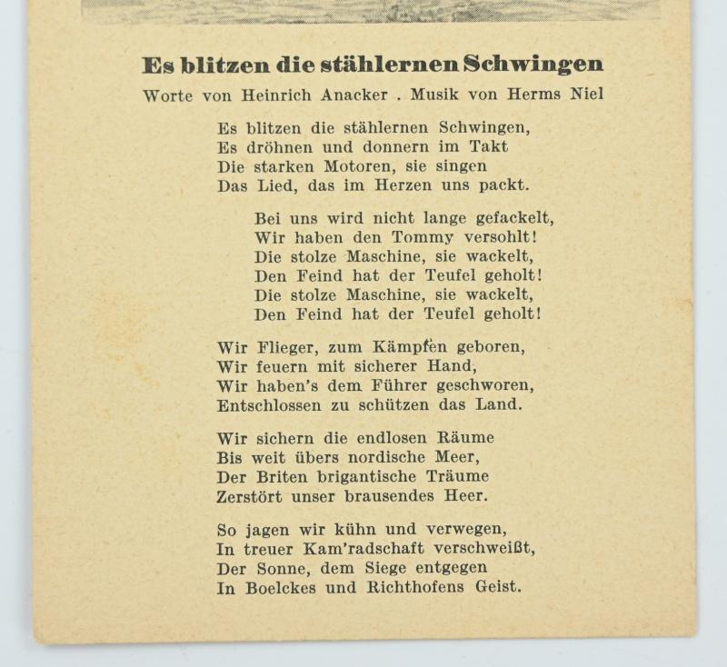German LW Postcard 'Es blitzen die stählernen Schwingen'