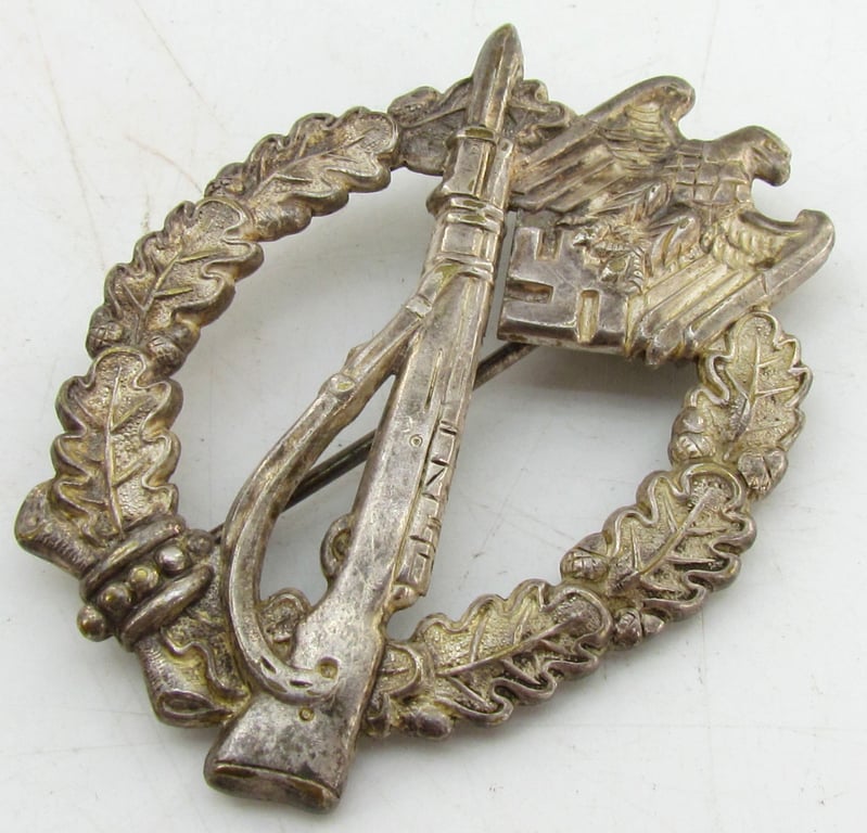 Infantry Assault Badge in Silver – Otto Schickle, Early Tombak Type