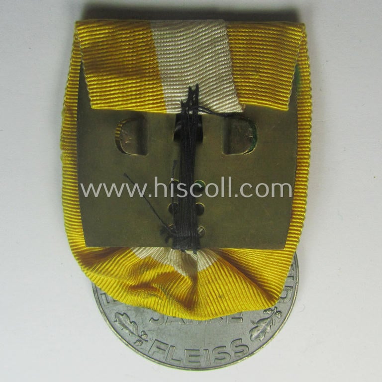 Darker-bronze-toned, typical 'Reichsnährstand'- (ie. 'RNSt.'-) related, (portable) loyal-service-award entitled: 'Reichsnährstand - Landesbauernschaft Schlesien - Für 20 Jahre Treue Dienste und Fleiss'