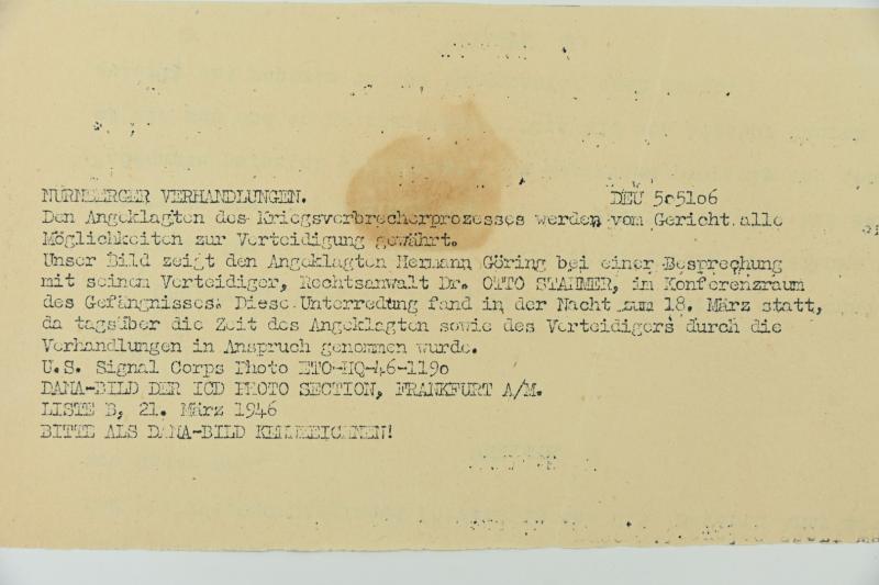 Allied Nuremberg War Trails Picture 'Hermann Göring'