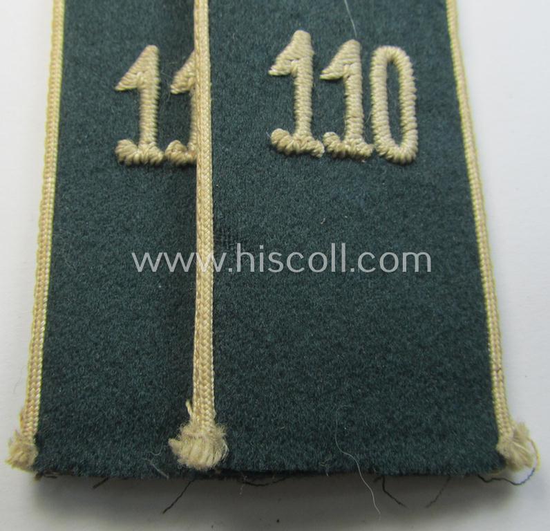 Attractive - and fully matching! - pair of WH (Heeres) early-war-period- (ie. 'M36'- ie. 'M40'-pattern and/or rounded-styled) neatly 'cyphered' EM-type shoulderstraps as was intended for a: 'Soldat des Infanterie-Regiments 110'