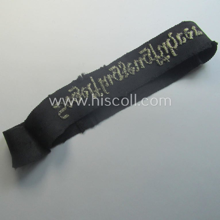 Superb - and actually rarely encountered! - example of the HJ- ('Hitlerjugend' ie. 'Flieger-Hitlerjugend'-) cuff-title (ie. 'Ärmelstreifen') entitled: 'Segelflugzeugführer' being an example as executed in the machine-embroidered pattern