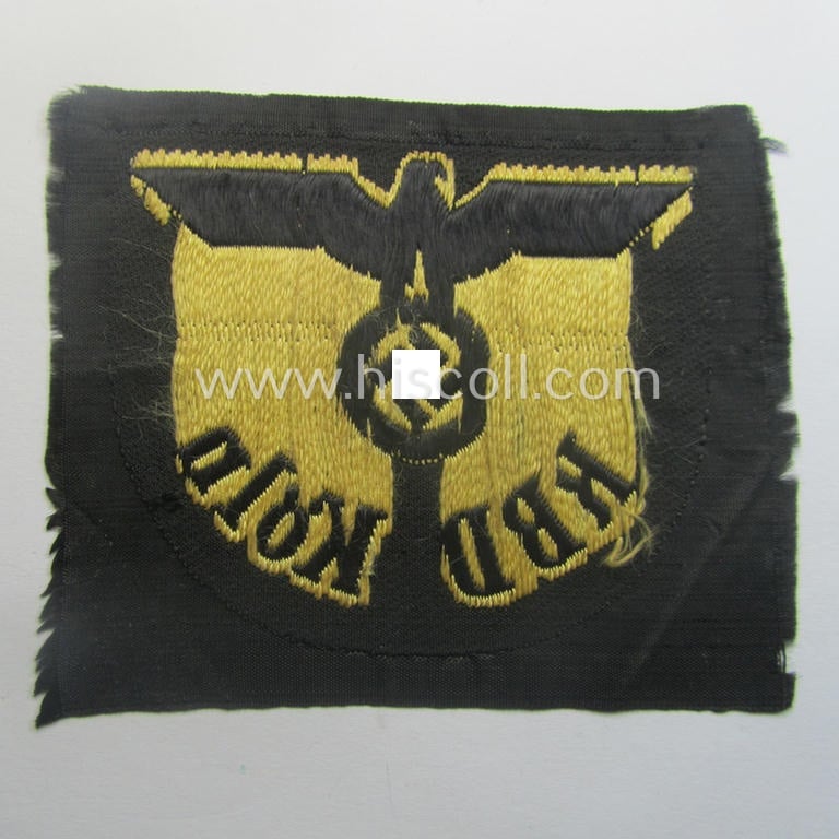 RB- ('Reichsbahn'-) related arm-eagle as executed in 'BeVo'-weave style as was intended for an official of the: 'Deutsche Reichsbahn' ie. the 'RBD Köln' (or: 'Reichsbahndirektion Köln')