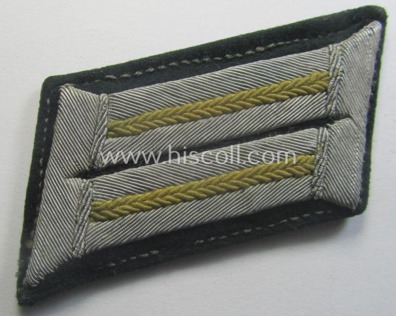 Pair of WH (Heeres) collar-tabs (ie. 'Kragenspiegel für Offiziere') as was piped in the bright-yellow-coloured branchcolour as was intended for usage by an: 'Offizier der Nachrichten-Trpn.'