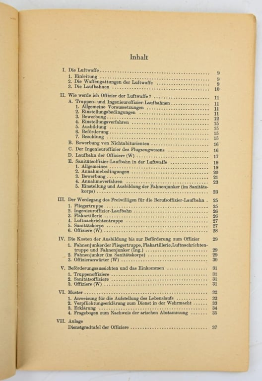 German LW Booklet ' Wie Werde ich Offizier der Luftwaffe?'