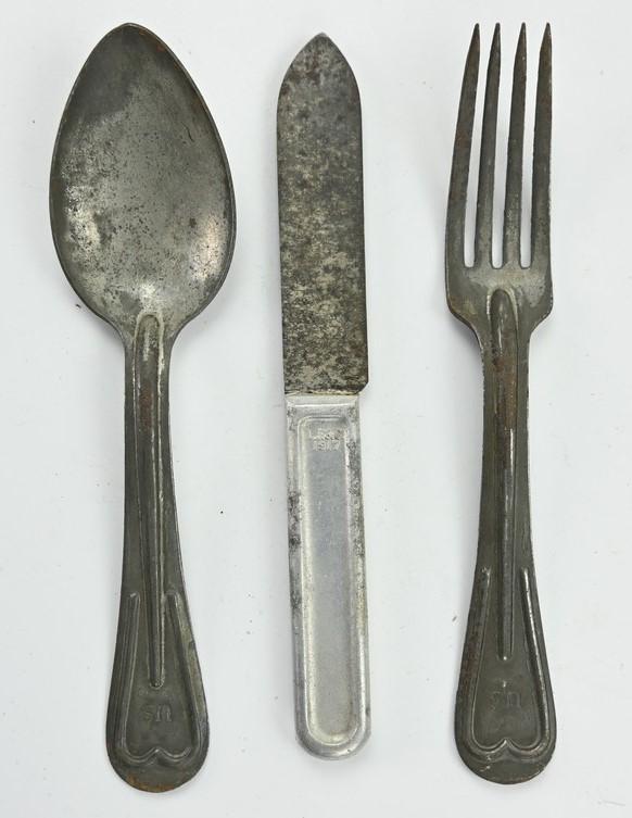 US WW1 M-1910 Messtin with Cutlery Set