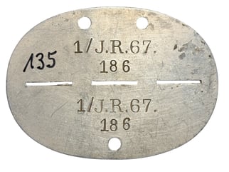 Heeres Erkennungsmarke 1. Kompanie Infanterie Regiment 67