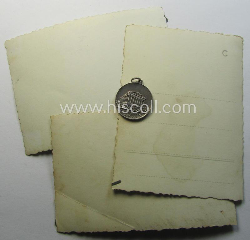 WH (LW-, Heeres- etc.) related and genuine silver-based) 'souvenir'-hanger from the Greek campaign depicting the: 'Parthenon' in Athens and showing the text: 'Andenken von Athen 1941'