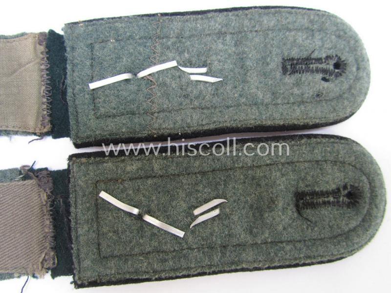 Neat - and fully matching! - pair of WH (Heeres), early-war period- (ie. 'M36'-pattern- and rounded-styled) 'cyphered' NCO-type shoulderstraps as was intended for - and clearly used by! - a: 'Feldwebel u. Mitglied einer Pionier-Schule'