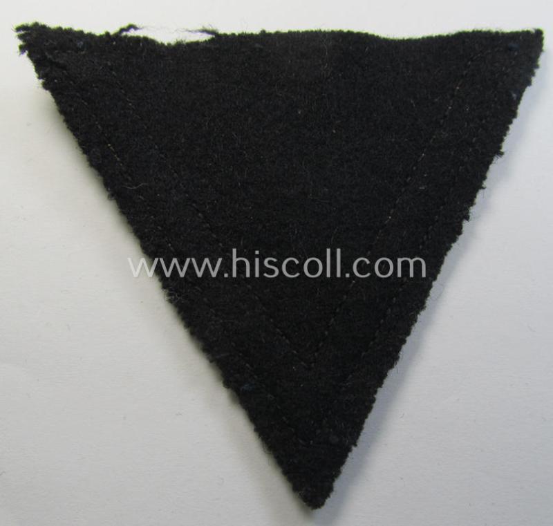 Truly used, Waffen-SS-type 'Armwinkel' (or: rank-chevron) as executed on black-coloured wool as was specifically intended for usage by an SS-soldier with the rank of: 'SS-Sturmmann'