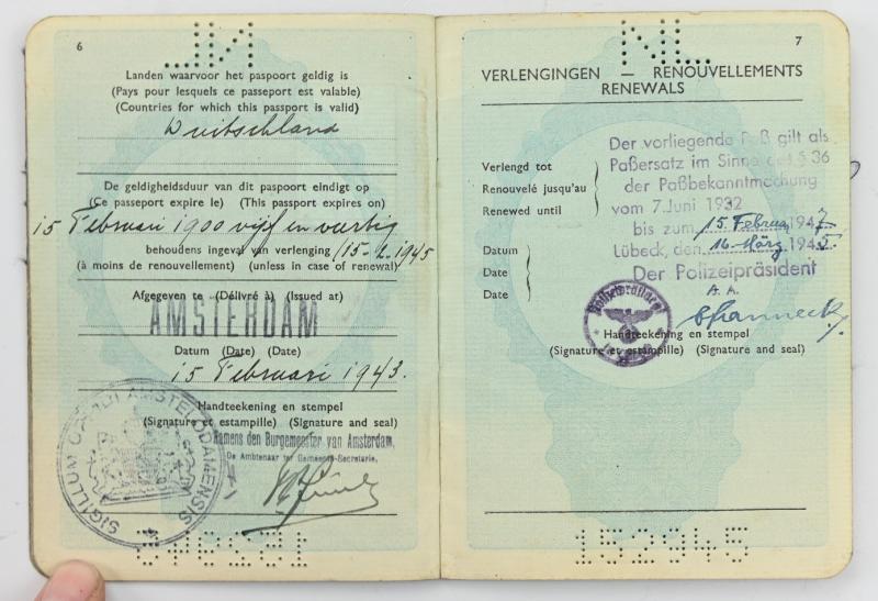 Dutch WW2 Pasport of Johannes Sanders, Labor Worker in Germany