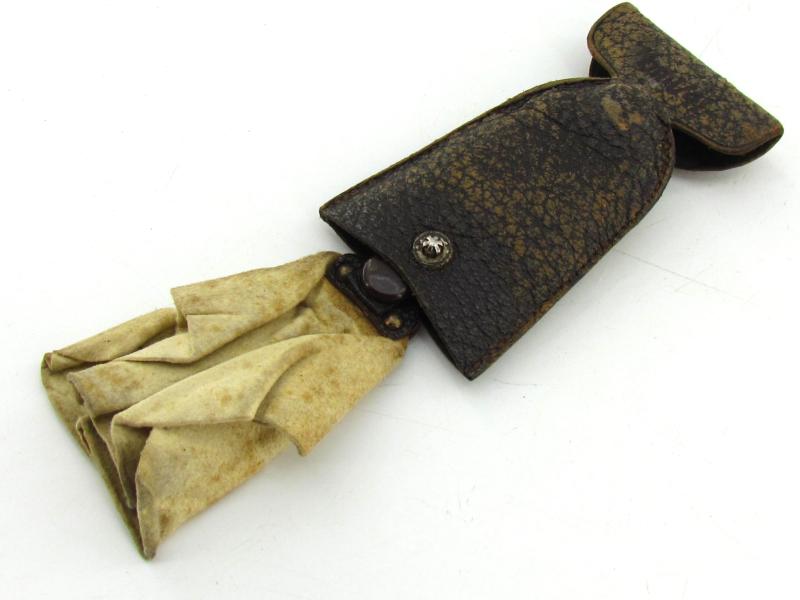 German leather cleaning cloth in pouch Marked bml41