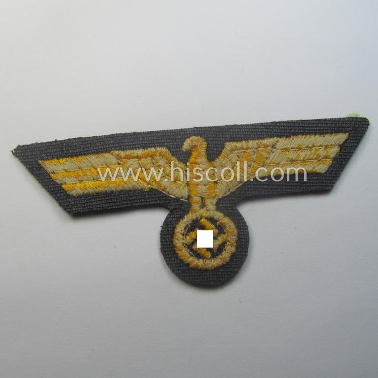 WH (Kriegsmarine) breast-eagle (ie. 'Brustadler für Mannschaften u. Uffz. der Kriegsmarine') being a 'standard-pattern'- and neatly machine-embroidered example that comes in a never used- ie. still 'virtually mint', condition
