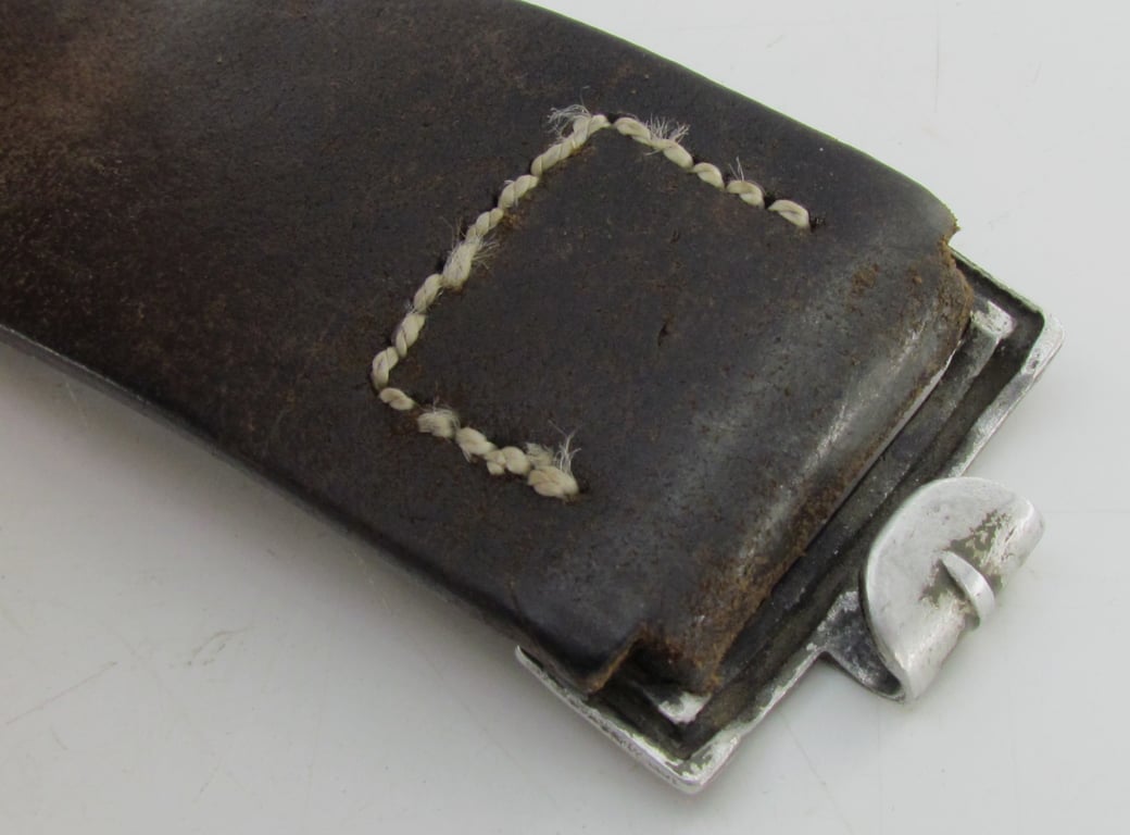 Early Wehrmacht leather equipment belt with aluminum hook (1936)