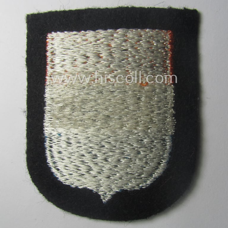 Dutch, Waffen-SS 'volunteer' arm-shield as was specifically intended for usage by soldiers of the: '23. SS Freiwilligen Panzer Grenadier Division' ('Nederland')