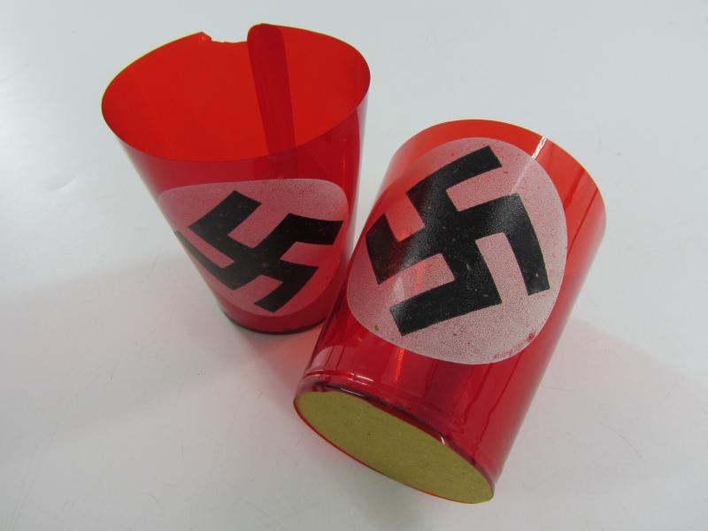 2 x NSDAP Political Party Celluloid Candle Holders, Original