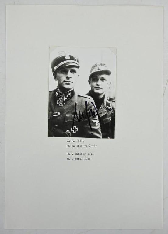 Signature of Waffen-SS RC&OLC Recipient Walter Girg