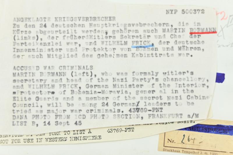 Allied Press 'Mug-Shot' Picture of Nuremberg Trail Members